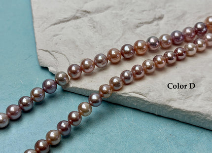 6 mm 7 mm AAAA Extra Shiny Natural Mauve Pink Perfect Round Freshwater Pearl Genuine High Luster Pink Edison Pearls 66 Beads #P3622