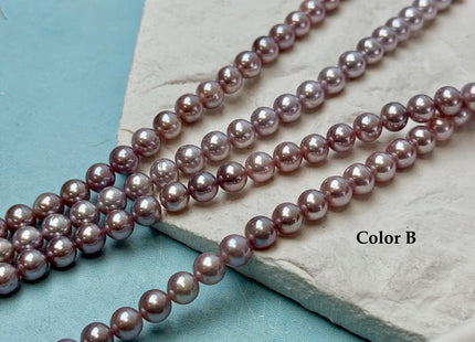 6 mm 7 mm AAAA Extra Shiny Natural Mauve Pink Perfect Round Freshwater Pearl Genuine High Luster Pink Edison Pearls 66 Beads #P3622