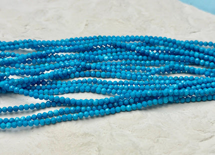 2.5 mm Faceted Round Tiny Blue Turquoise Gemstone Beads 15 Inches Strand #4880