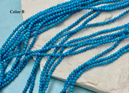 2.5 mm Faceted Round Tiny Blue Turquoise Gemstone Beads 15 Inches Strand #4880
