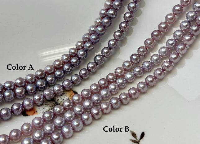 6 mm 7 mm AAAA Extra Shiny Natural Mauve Pink Perfect Round Freshwater Pearl Genuine High Luster Pink Edison Pearls 66 Beads #P3622