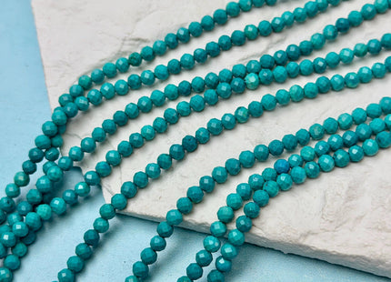 3 mm 4 mm Faceted Round Tiny Blue Green Turquoise Gemstone Beads 15 Inches Strand #4881