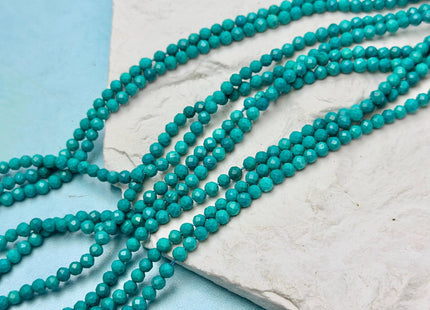 3 mm 4 mm Faceted Round Tiny Blue Green Turquoise Gemstone Beads 15 Inches Strand #4881