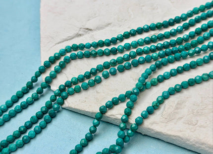 3 mm 4 mm Faceted Round Tiny Blue Green Turquoise Gemstone Beads 15 Inches Strand #4882