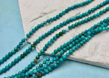 3 mm 4 mm Faceted Round Tiny Blue Green Brown Turquoise Gemstone Beads 15 Inches Strand #4883