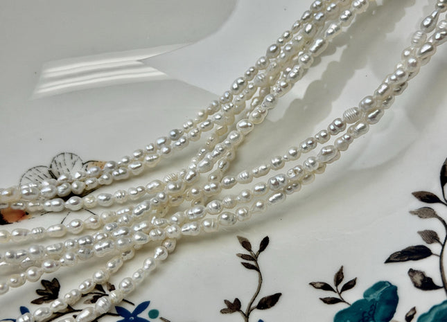 3x4-5 mm Natural White Small Baby Keshi Baroque Freshwater Pearls Tiny Keshi Pearl Beads 15 Inch Strand #P3604