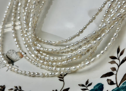 3x4-5 mm Natural White Small Baby Keshi Baroque Freshwater Pearls Tiny Keshi Pearl Beads 15 Inch Strand #P3604