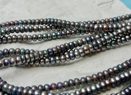 3.5x7 mm AAA Large Hole Peacock Color Round Button Freshwater Pearl Beads Hole Size 2.2mm Genuine High Luster Rondelle Pearl #1956