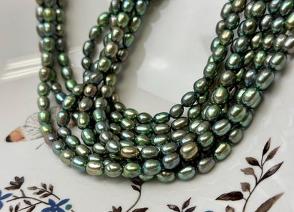 5-5.5x6-7 mm AA Olive Green Rice/Oval Freshwater Pearl Beads Genuine High Luster Small Rice Pearl #P3646