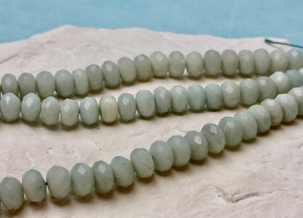 7x10 mm Natural Color Faceted Rondelle Aquamarine Gemstone Beads Natural Blue Micro Faceted Aquamarine Beads 15.5 Inches #4884
