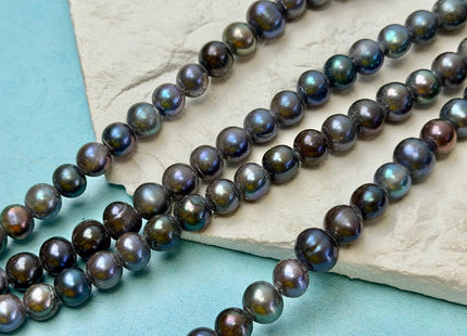 8-9 mm Half Strand Large Hole Peacock Color Potato Freshwater Pearl Beads Hole Size 2.2 mm Pearl Beads #P3631