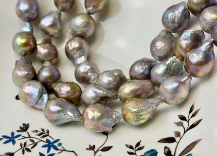 13-16x16-21mm Natural Mauve Seaweed Pink With Iridescent Color Baroque Pearl Beads Rare High Luster Pearl Beads #P3632