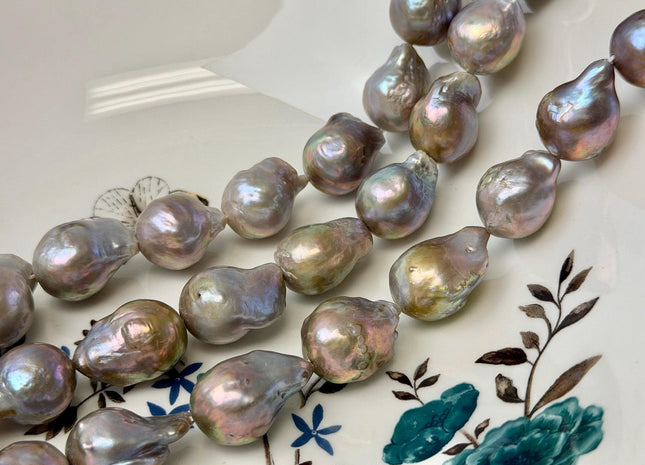 13-16x16-21mm Natural Mauve Seaweed Pink With Iridescent Color Baroque Pearl Beads Rare High Luster Pearl Beads #P3632