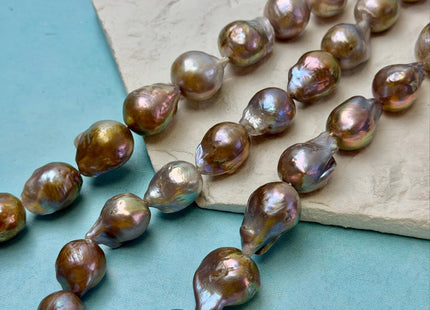 13-16x16-21mm Natural Mauve Seaweed Pink With Iridescent Color Baroque Pearl Beads Rare High Luster Pearl Beads #P3632