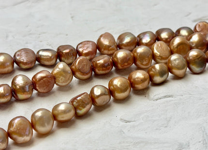 9-10 mm Gold Champagne Freshwater Pearl Nugget Beads, Cultered Pearl Beads, Genuine Natural Nugget Pearl, Gold Nuggets #125