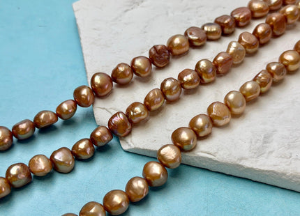 9-10 mm Gold Champagne Freshwater Pearl Nugget Beads, Cultered Pearl Beads, Genuine Natural Nugget Pearl, Gold Nuggets #125