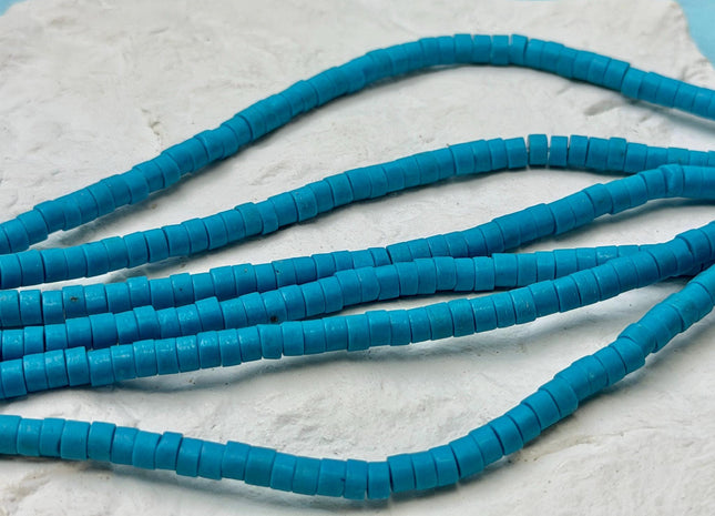4.5 mm Blue Turquoise Heishi Rondelle Shape Gemstones Loose Beads 15 Inches Strand #4885