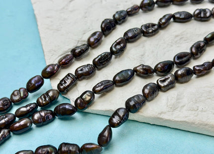 8x9-13 mm Brown Peacock Color Freshwater Pearl Keshi Rice Nugget Pearl Beads #P3634
