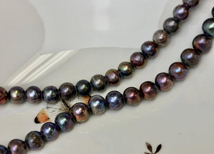 8-9mm Large Hole Dark Peacock Color Potato Shape Freshwater Pearl Beads Large 2mm Hole B grade #867