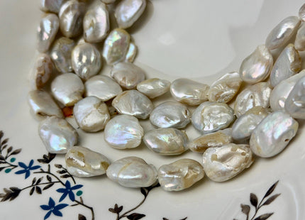 12-16x18-21 mm Natural White Keshi Paddle Freshwater Pearl Beads Keshi Coin Pearl Beads C Grade #P3637