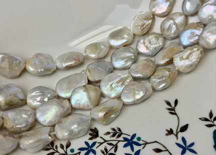 12-16x18-21 mm Natural White Keshi Paddle Freshwater Pearl Beads Keshi Coin Pearl Beads C Grade #P3637