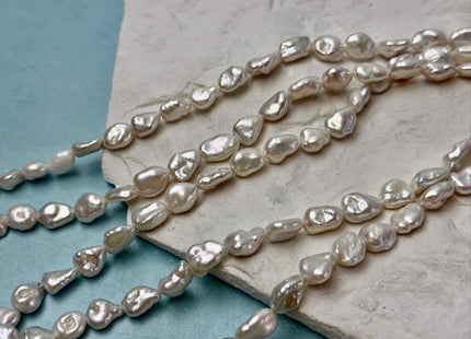 6-8x8-11 mm AA Natural White Keshi Rice Nugget Freshwater Pearl Genuine High Luster Keshi Pearl Beads#P3638