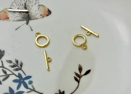 8x10mm 925 Sterling Silver Gold Toggle Clasp Genuine 925 Sterling Silver Toggle Findings With Litter Round Shape Design DIY Jewelry #10127