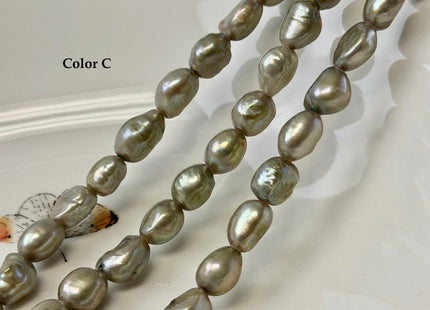 8.5-9x10-12mm AA Large Hole Sage Green Color Rice Nugget Shape Pearls 2.1mm Hole Freshwater Pearl Beads #790