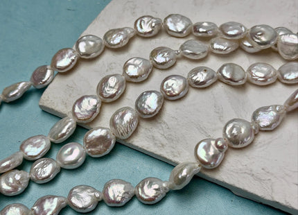 10-11mm AA Half Strand Natural White Round or Teardrop/Oval Coin Freshwater Pearls 1.2mm 1.5mm 2.1mm Large Hole High Luster Beads #P3640
