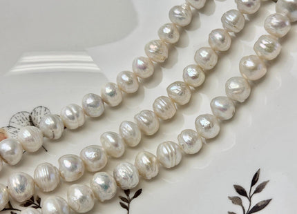 9-11 mm Natural White Ringed Baroque Freshwater Pearls High Luster Pearl Beads #P3641