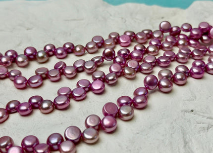 6.5-7 mm AAA Lavender Pink Round Button Freshwater Pearl Beads Genuine Top Drilled Button Freshwater Pearls #P3644