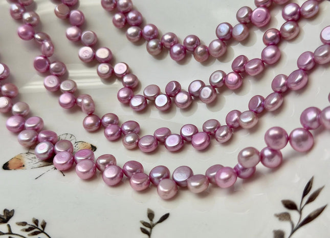 6.5-7 mm AAA Lavender Pink Round Button Freshwater Pearl Beads Genuine Top Drilled Button Freshwater Pearls #P3644