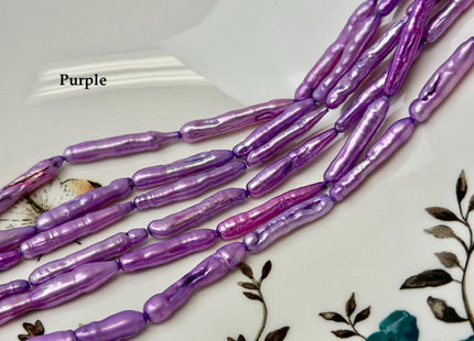 4-5x22-28 mm Baby Pink or Purple Biwa Stick Freshwater Pearls Genuine Long Stick Pearls 15-17 Beads #P3647