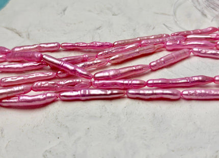 4-5x22-28 mm Baby Pink or Purple Biwa Stick Freshwater Pearls Genuine Long Stick Pearls 15-17 Beads #P3647