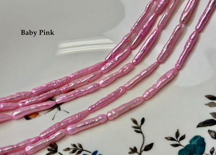4-5x22-28 mm Baby Pink or Purple Biwa Stick Freshwater Pearls Genuine Long Stick Pearls 15-17 Beads #P3647