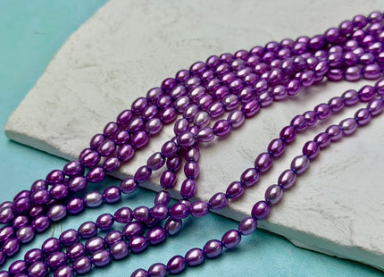 3.5-4x5 mm AAA Lavender Purple Color Rice Tiny Seed Freshwater Pearls High Luster Seed Pearl Beads #P3648