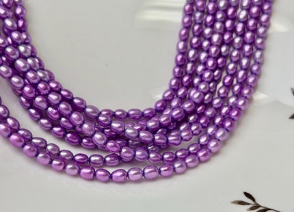 3.5-4x5 mm AAA Lavender Purple Color Rice Tiny Seed Freshwater Pearls High Luster Seed Pearl Beads #P3648
