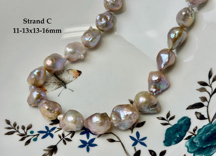 One-Of-A-Kind 11-13x12-18 mm AAA Natural Mauve Pink Freshwater Teardrop Baroque Pearl Beads High Luster Genuine Pearl Beads #P3651