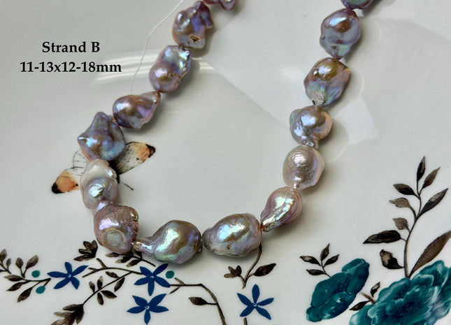 One-Of-A-Kind 11-13x12-18 mm AAA Natural Mauve Pink Freshwater Teardrop Baroque Pearl Beads High Luster Genuine Pearl Beads #P3651