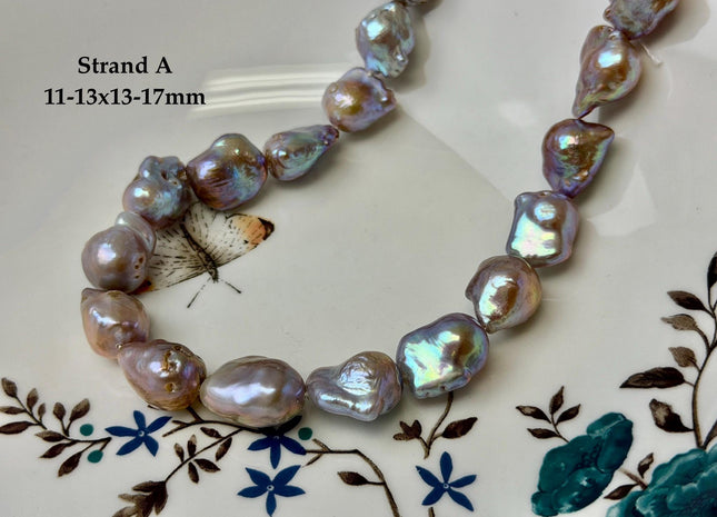 One-Of-A-Kind 11-13x12-18 mm AAA Natural Mauve Pink Freshwater Teardrop Baroque Pearl Beads High Luster Genuine Pearl Beads #P3651