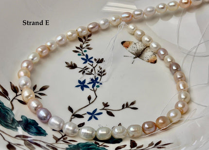 7-9x7-13 mm AA Natural White and Peach Pink Rice Freshwater Pearl High Luster Freshwater Pearl Beads #P3653