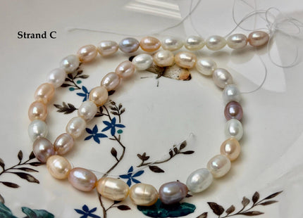 7-9x7-13 mm AA Natural White and Peach Pink Rice Freshwater Pearl High Luster Freshwater Pearl Beads #P3653