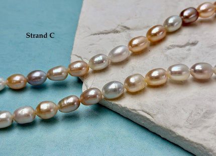 7-9x7-13 mm AA Natural White and Peach Pink Rice Freshwater Pearl High Luster Freshwater Pearl Beads #P3653