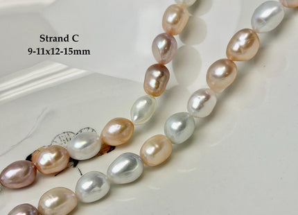 9-11x10-15 mm AAA Natural Mauve Peach Pink and White Rice Pearls High Luster Freshwater Pearl Beads #P3654