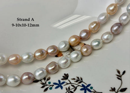 9-11x10-15 mm AAA Natural Mauve Peach Pink and White Rice Pearls High Luster Freshwater Pearl Beads #P3654