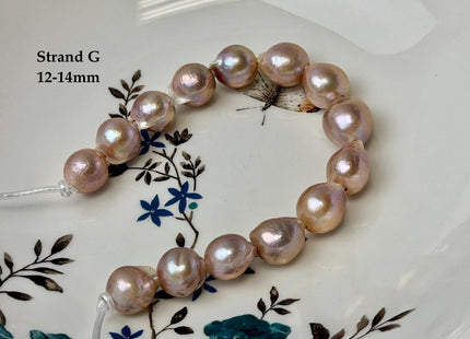 One-Of-A-Kind 12-18 mm AA Very Rare Natural Mauve Pink White Freshwater Edison Baroque Pearls High Luster Large 2.1mm Hole Beads #P3655