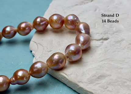 One-Of-A-Kind 12-18 mm AA Very Rare Natural Mauve Pink White Freshwater Edison Baroque Pearls High Luster Large 2.1mm Hole Beads #P3655