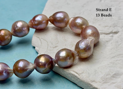 One-Of-A-Kind 12-18 mm AA Very Rare Natural Mauve Pink White Freshwater Edison Baroque Pearls High Luster Large 2.1mm Hole Beads #P3655