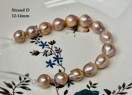 One-Of-A-Kind 12-18 mm AA Very Rare Natural Mauve Pink White Freshwater Edison Baroque Pearls High Luster Large 2.1mm Hole Beads #P3655