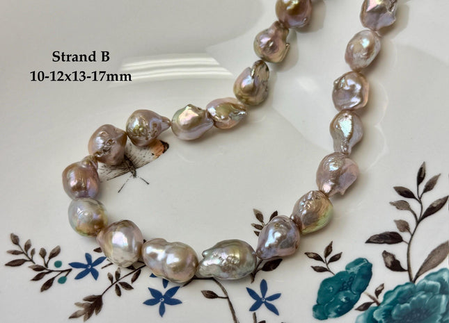 One-Of-A-Kind 10-14x13-19 mm AAA Natural Mauve Pink Seaweed Freshwater Teardrop Baroque Pearl Beads High Luster Genuine Pearl Beads #P3658